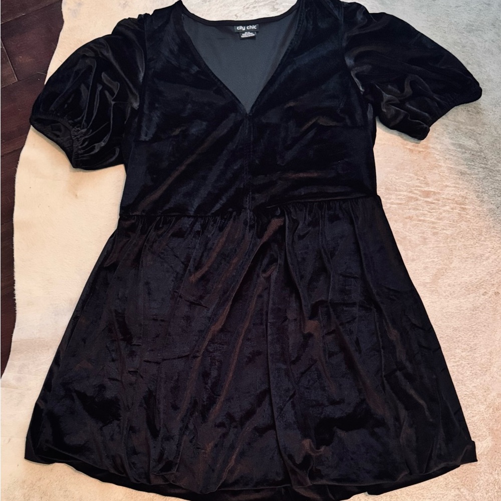 CITY CHIC Ada Black Velvet Mini Dress - Picture 7 of 16